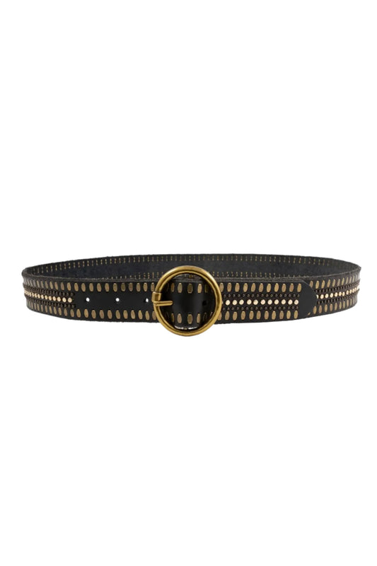 Soraya Studded Leather Belt Black