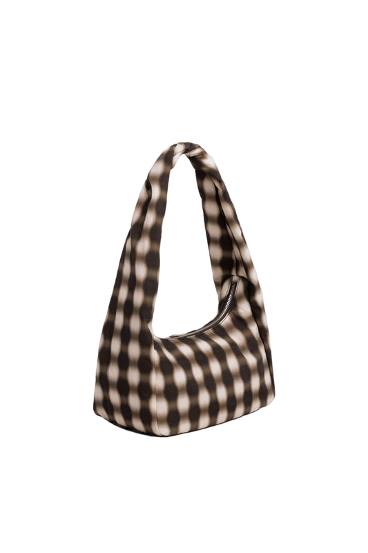Small Nylon Meringue Bag Blurred Gingham Brown