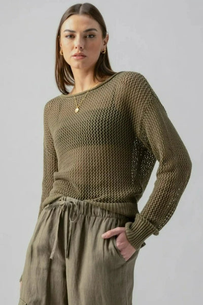 Burnt Olive Open Knit Sweater