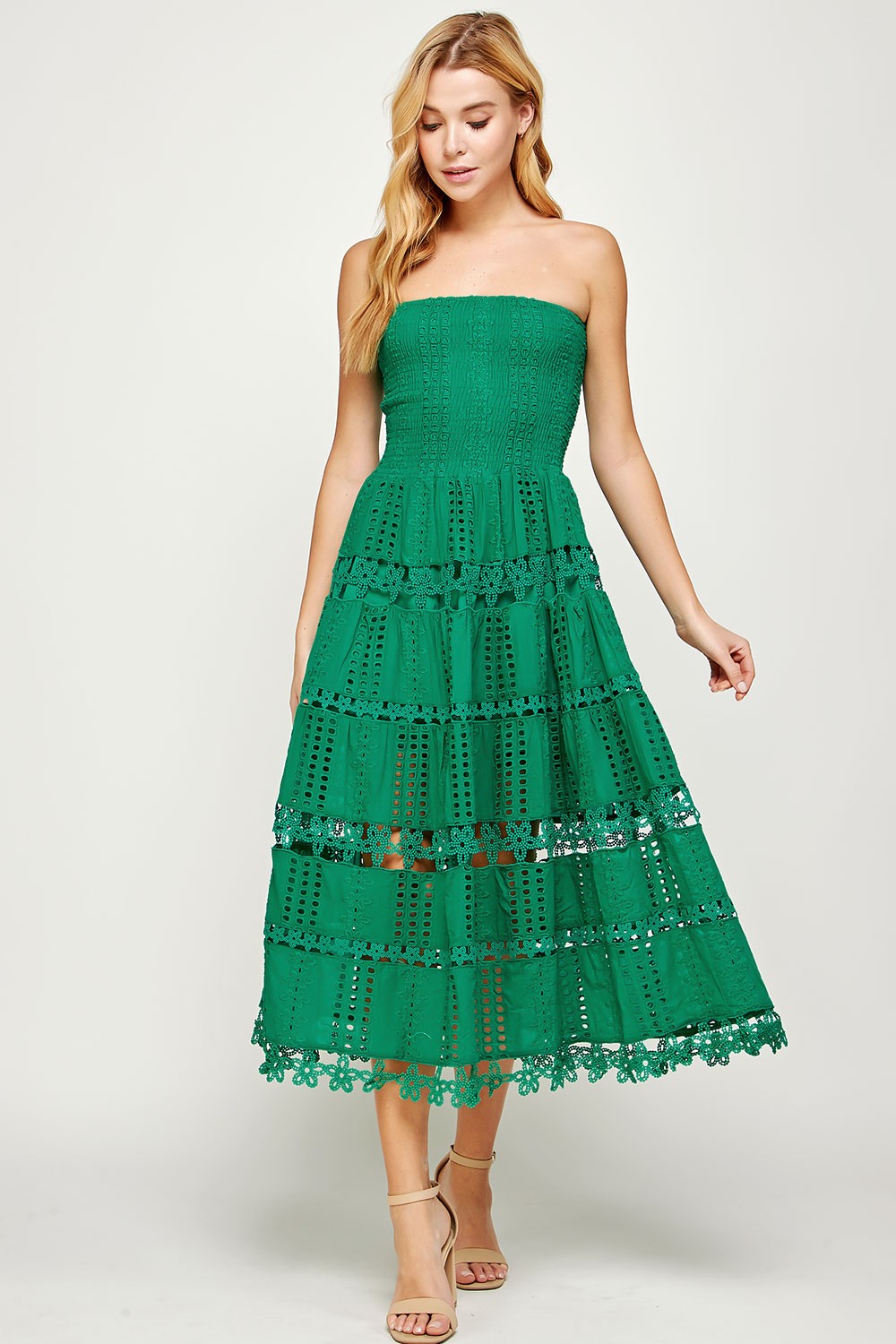 emerald green tube dress Eyelet Lace – SF Siren Ethiopian Size:X-large - tall Perfect for parties New Arrivals Green Oxfords