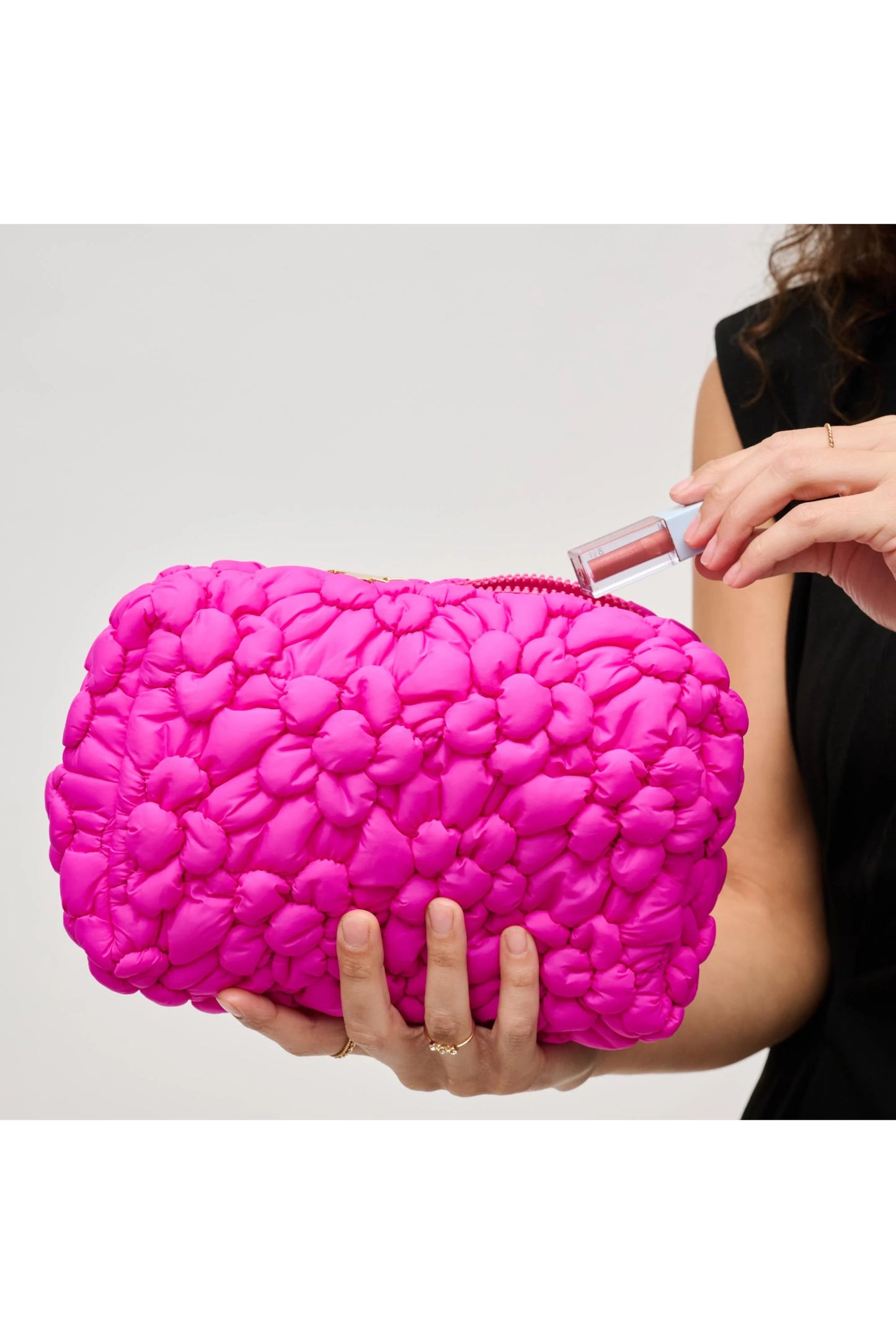 Flora Pop Nylon Cosmetic Pouch Fuchsia