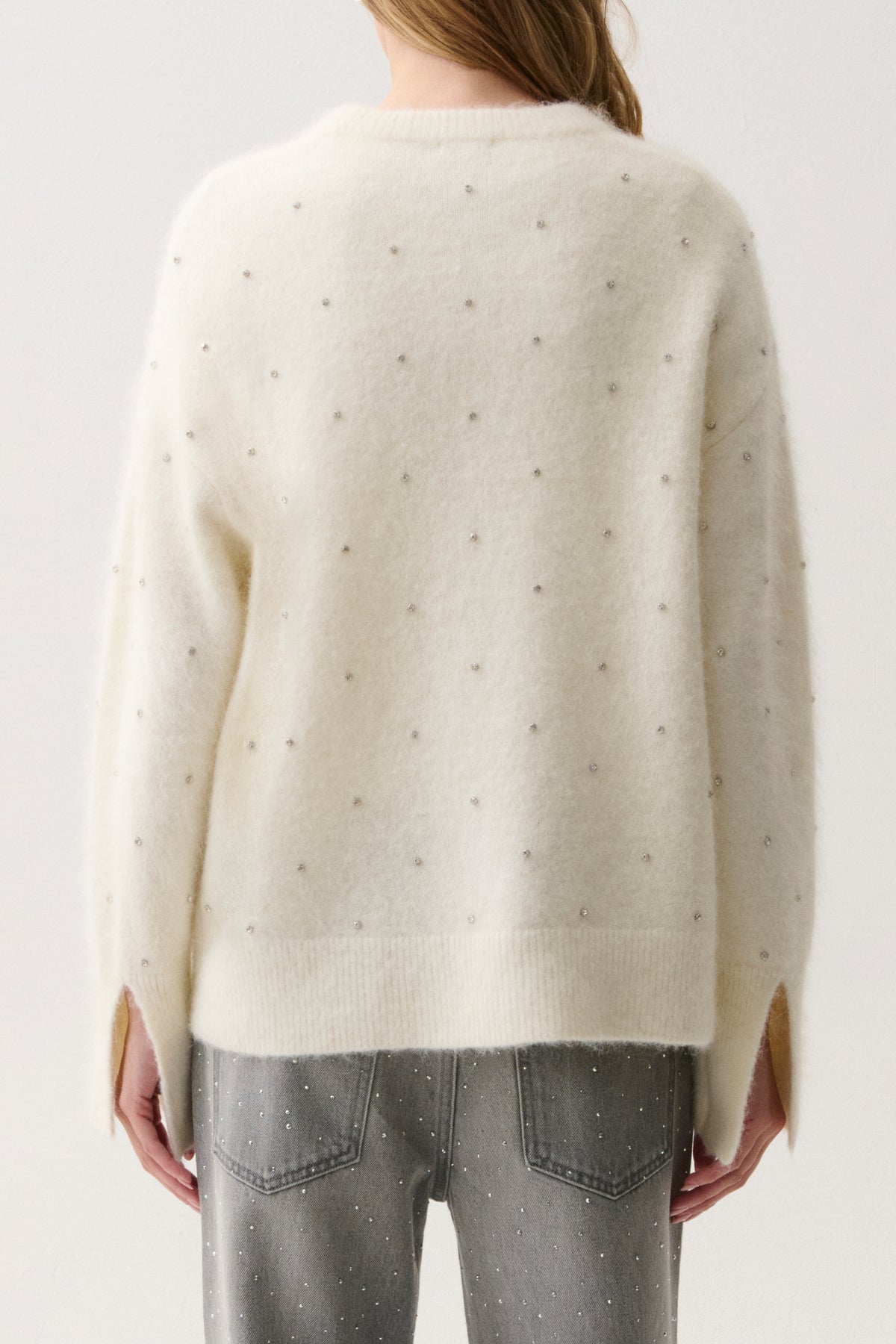 LUNA EMBELLISHED CREW NECK SWEATER