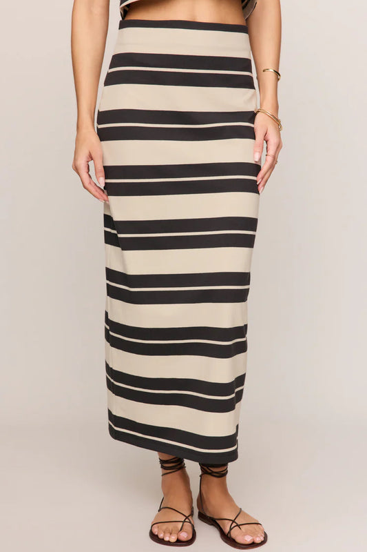 Gail Striped Jersey Midi Skirt