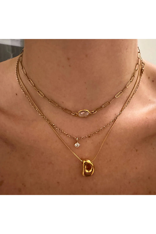 Glow Bubble Letter Initial Necklace Golden