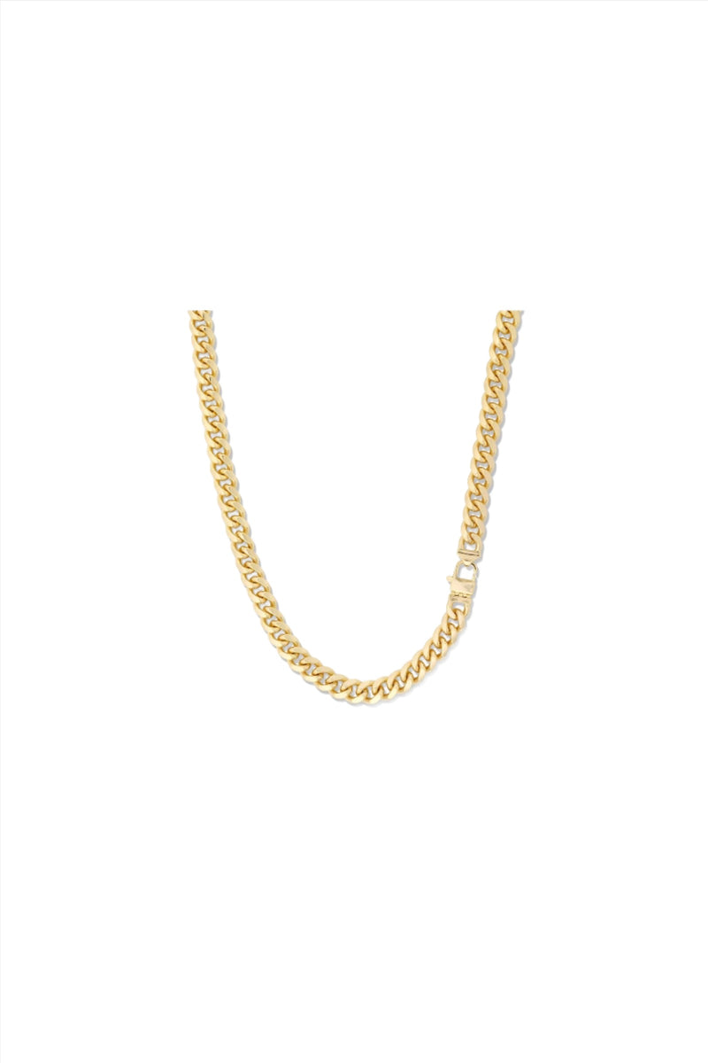MELINDA MARIA: JULIAN XL HEART CUBAN CHAIN NECKLACE-SILVER