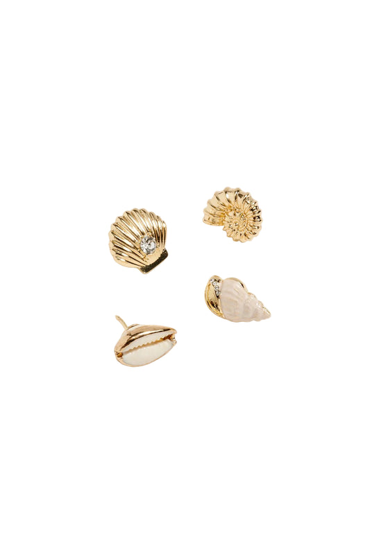 Gold Seashell & Conch Brooch Set