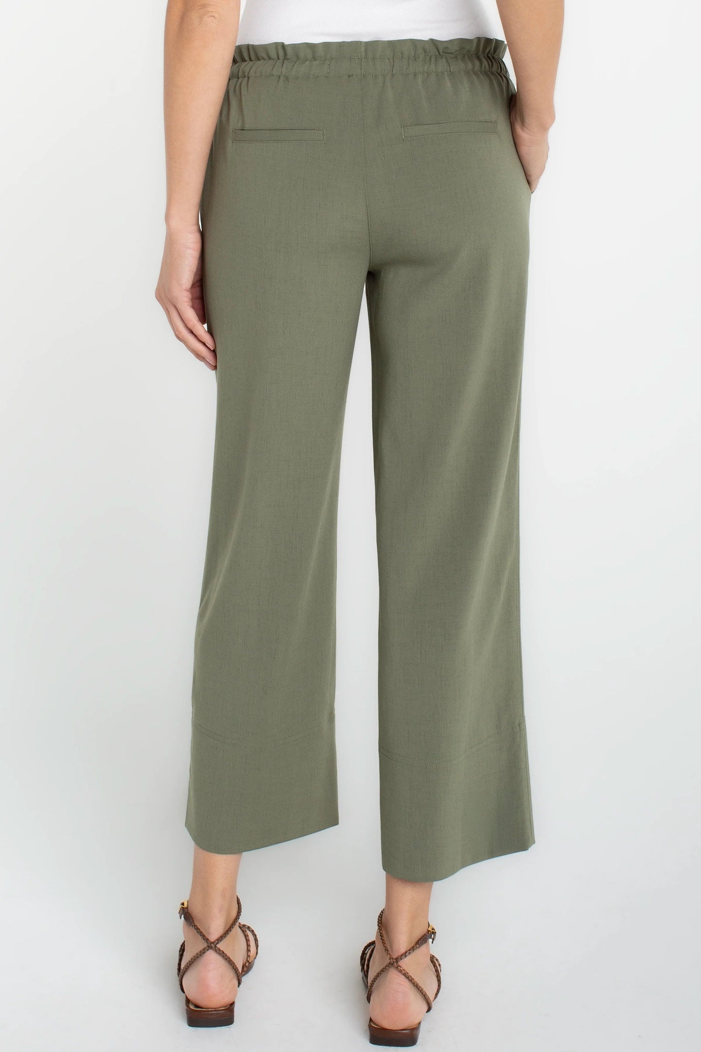 Tie Waist Wide Leg Pant Martini Olive