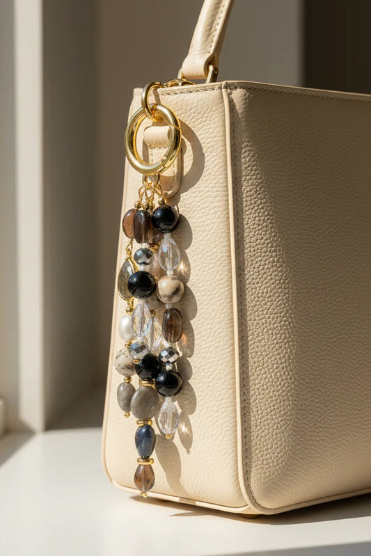 Harmony Bag Charm Labradorite Obsidian