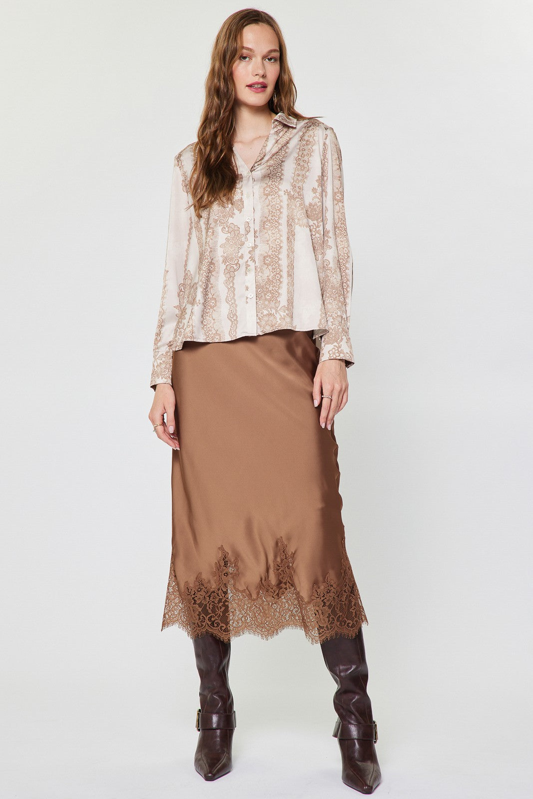 Lace Motif Printed Blouse