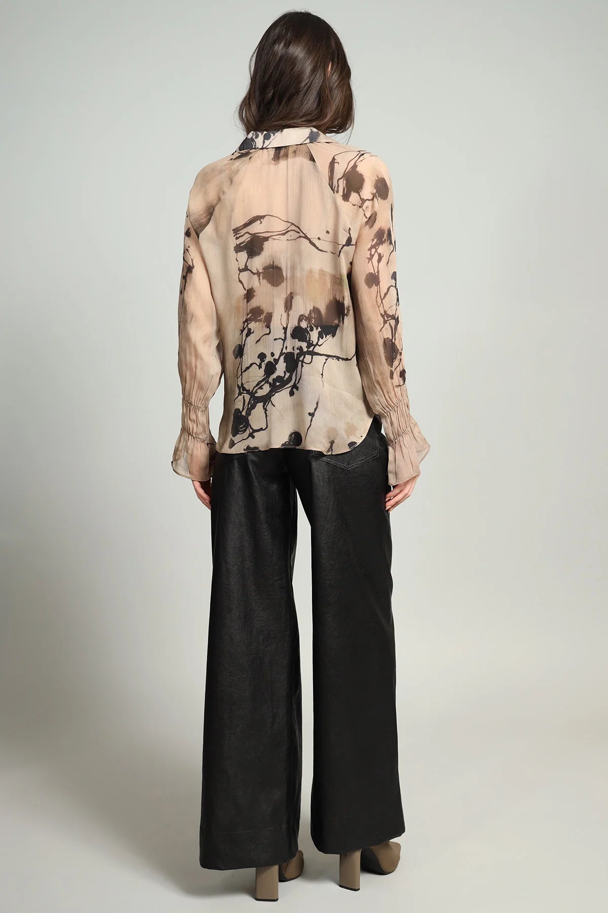 Sandy Ink Pintuck Chiffon Top