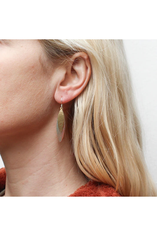 Long Double Layered Leaves Earring
