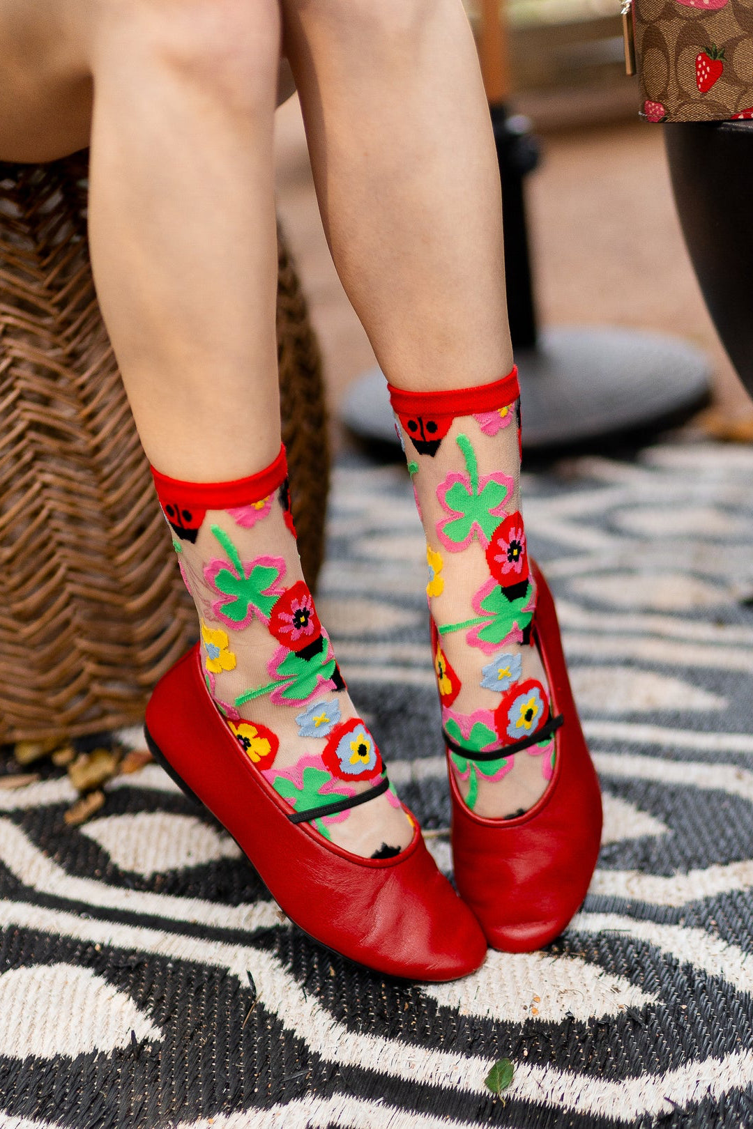Lucky Ladybug Sheer Sock