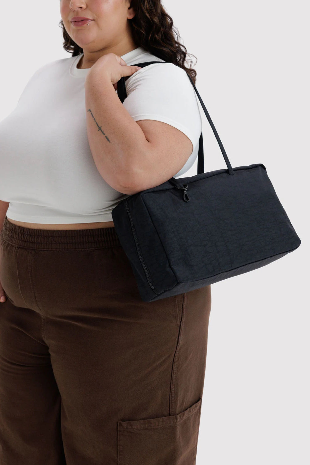 Medium Nylon Bowler Bag Black
