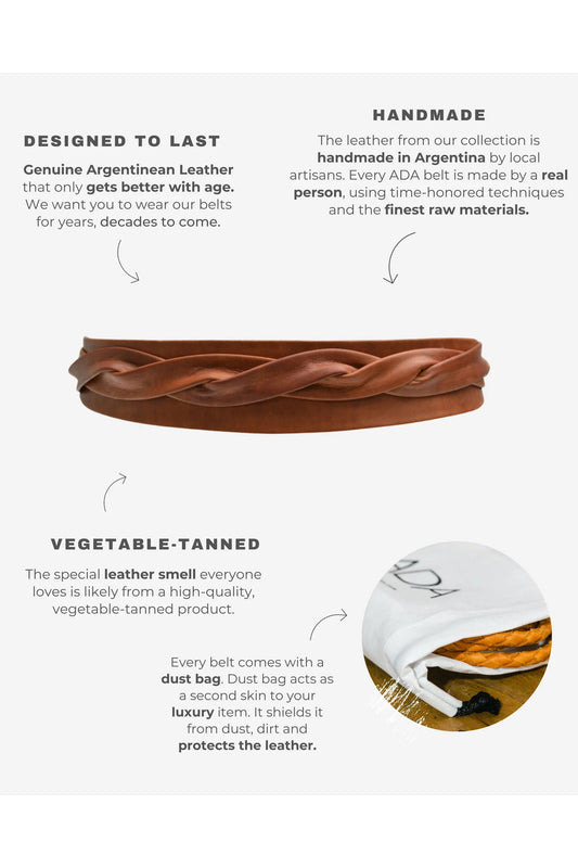 Midi Wrap Leather Belt Cognac