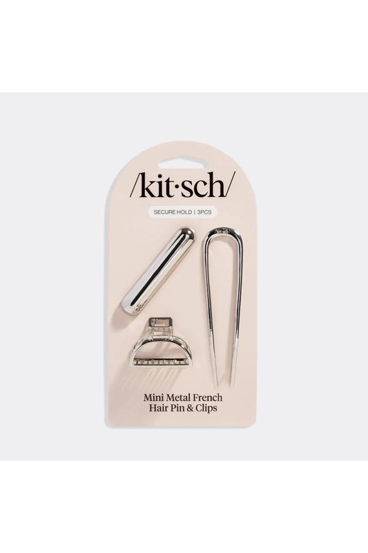 Mini Metal Pin & Clips Set Silver