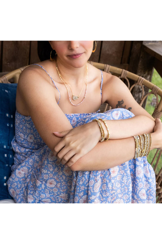 Mini Metal Stacking Bracelet Geometric Gold