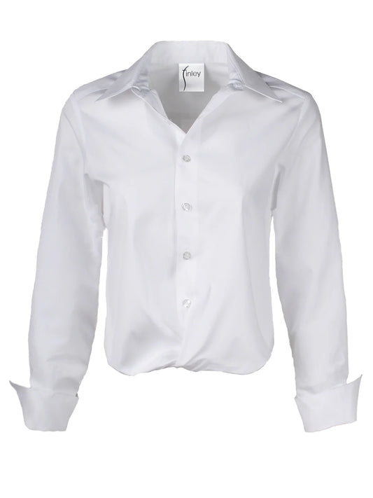 Moxie Front Twist Hem White Shirt