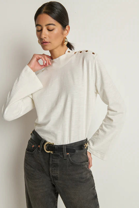 Neda Bell Sleeve Mock Neck Top