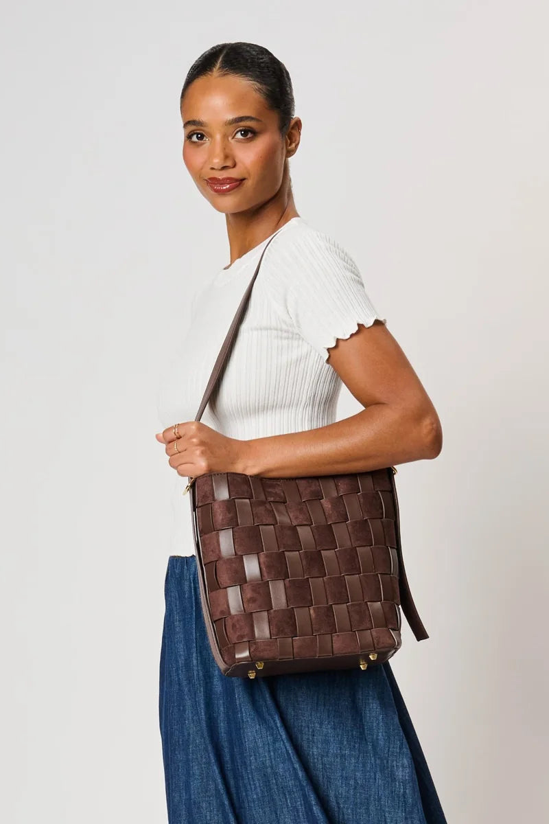 Naomi Woven Bucket Bag Chocolate