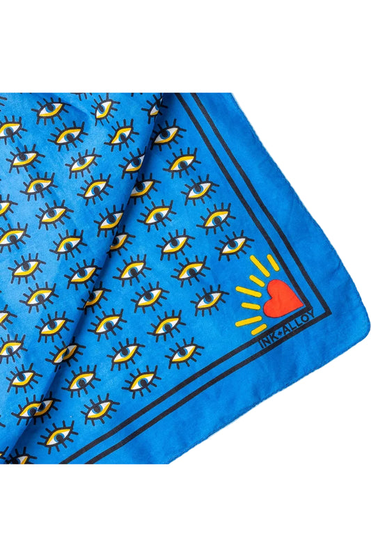 Olivia Square Scarf Evil Eye Print