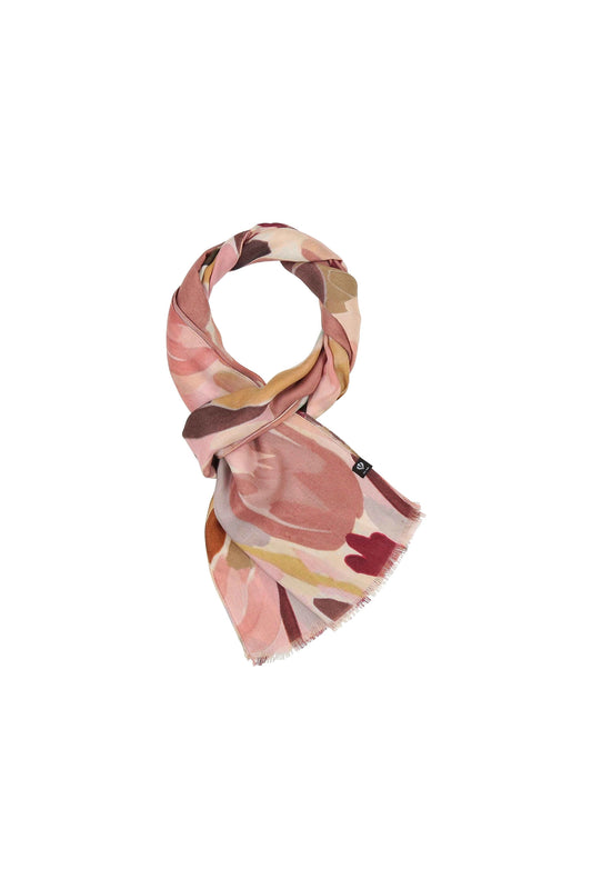 Painted Floral Viscose Scarf Pink