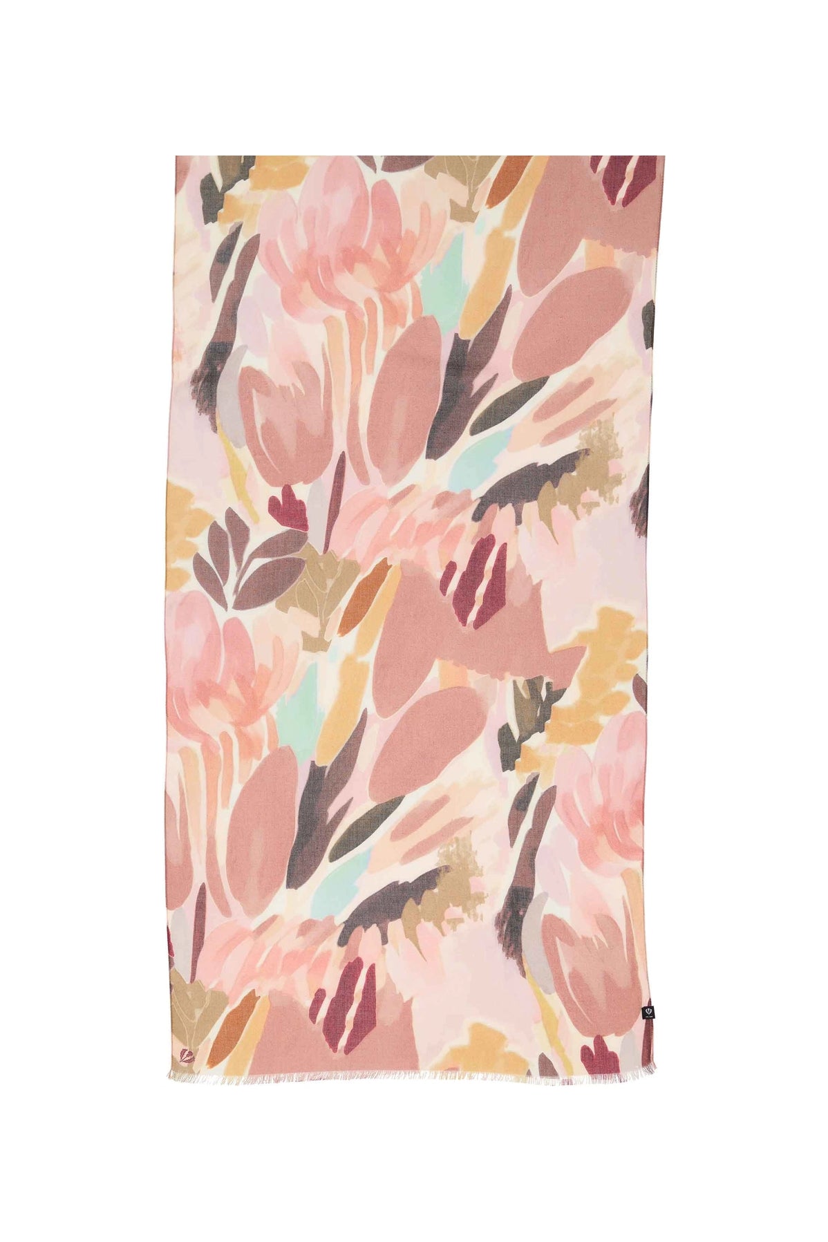 Painted Floral Viscose Scarf Pink