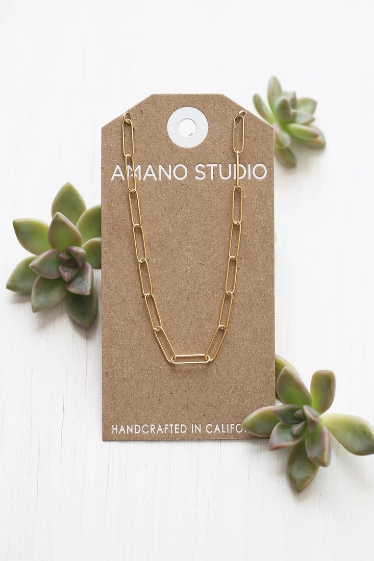 Paperclip Chain 20" Necklace Gold