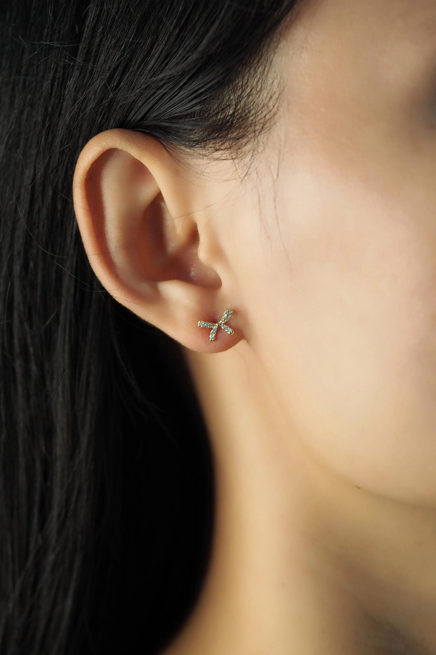 Pavé Cz Gold Bow Earrings