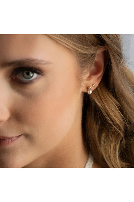 Pearl + Crystal Stud Earrings