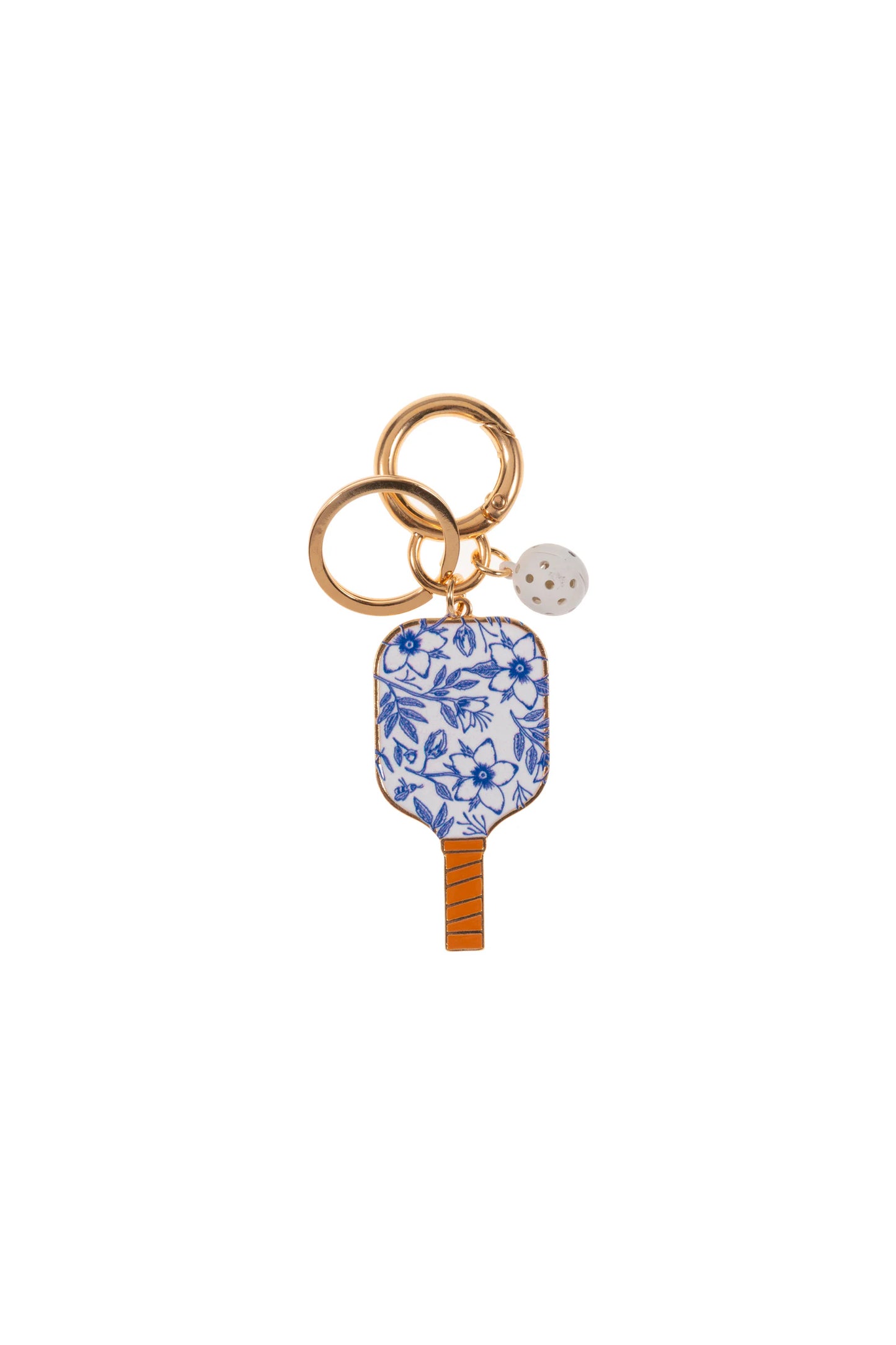 Pickleball Paddle Keychain White & Blue