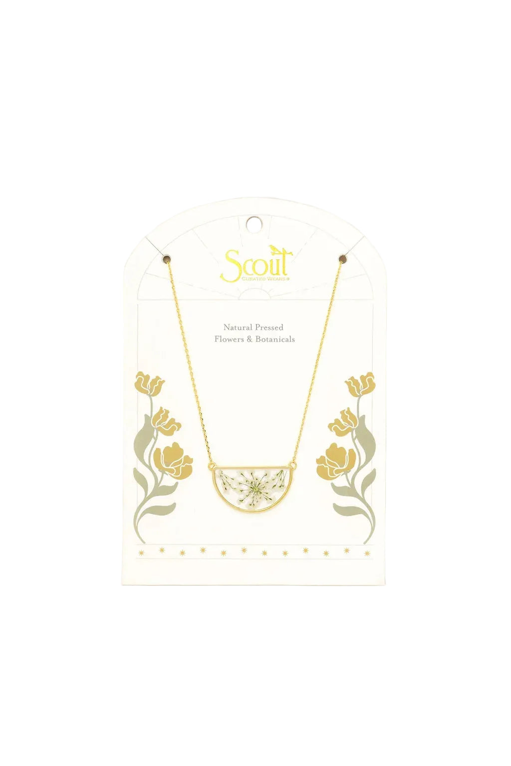 Pressed Flower Necklace White Lace Flower