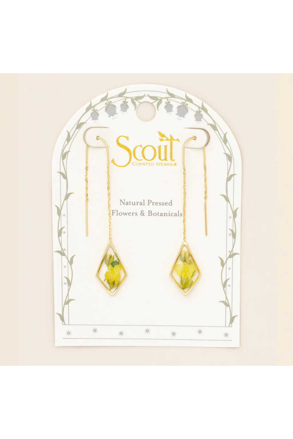 Pressed Flower Thread Earring Yellow Baby's Breath