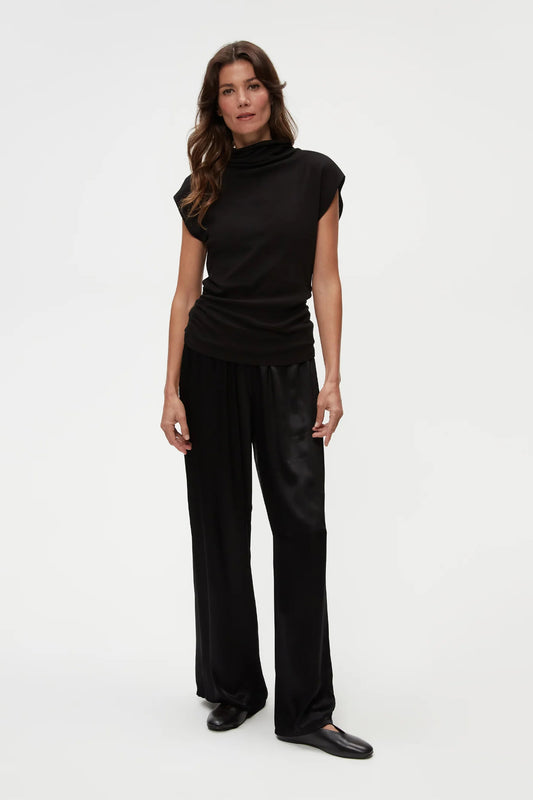 Reese Shine Power Shoulder Top Black
