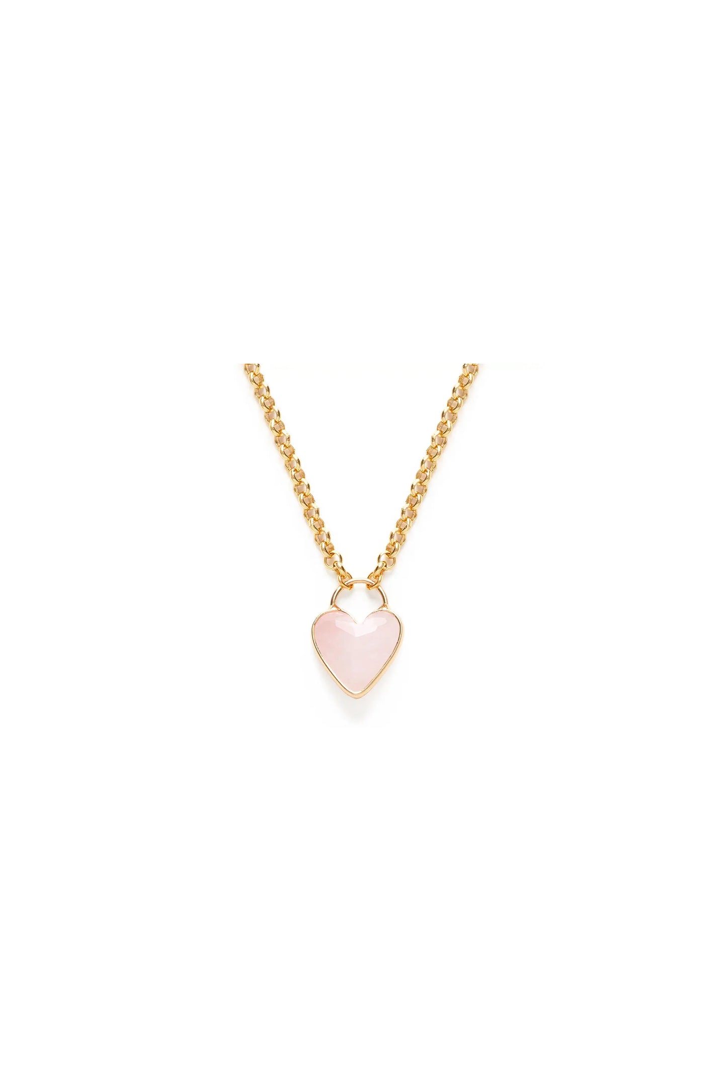 Heart Pendant Chunky Necklace Rose Quartz