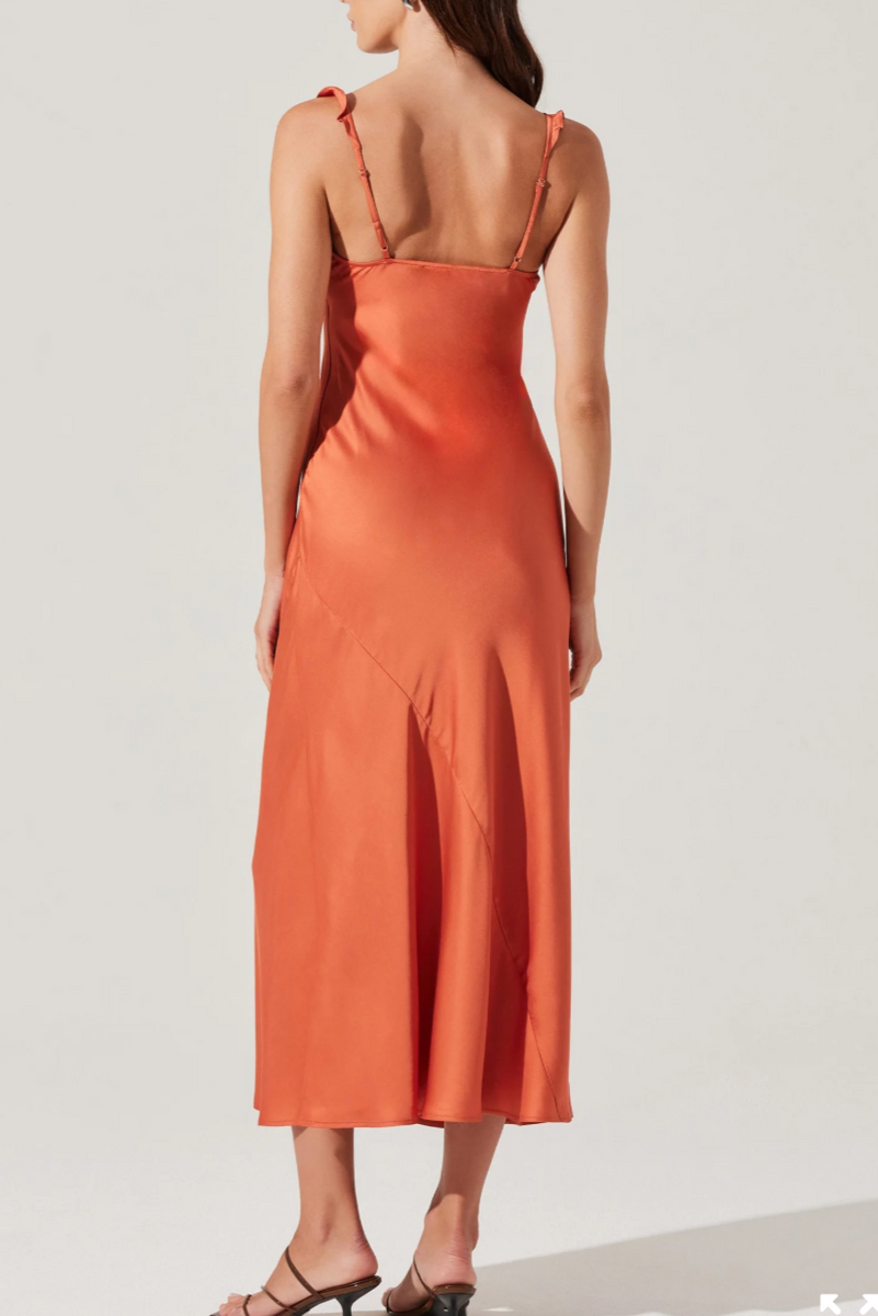 Zoie Ruffle Strap Satin Dress – SF Siren