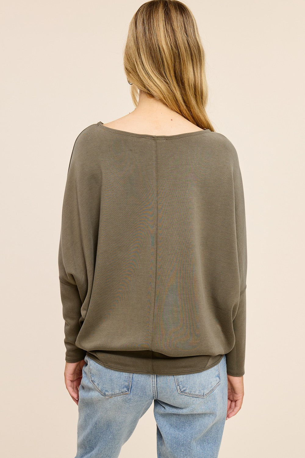 Scuba Dolman Sleeve Top Olive