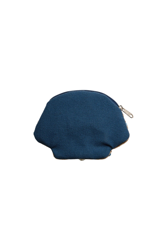 Seashell Beaded Coin Purse Deep Blue