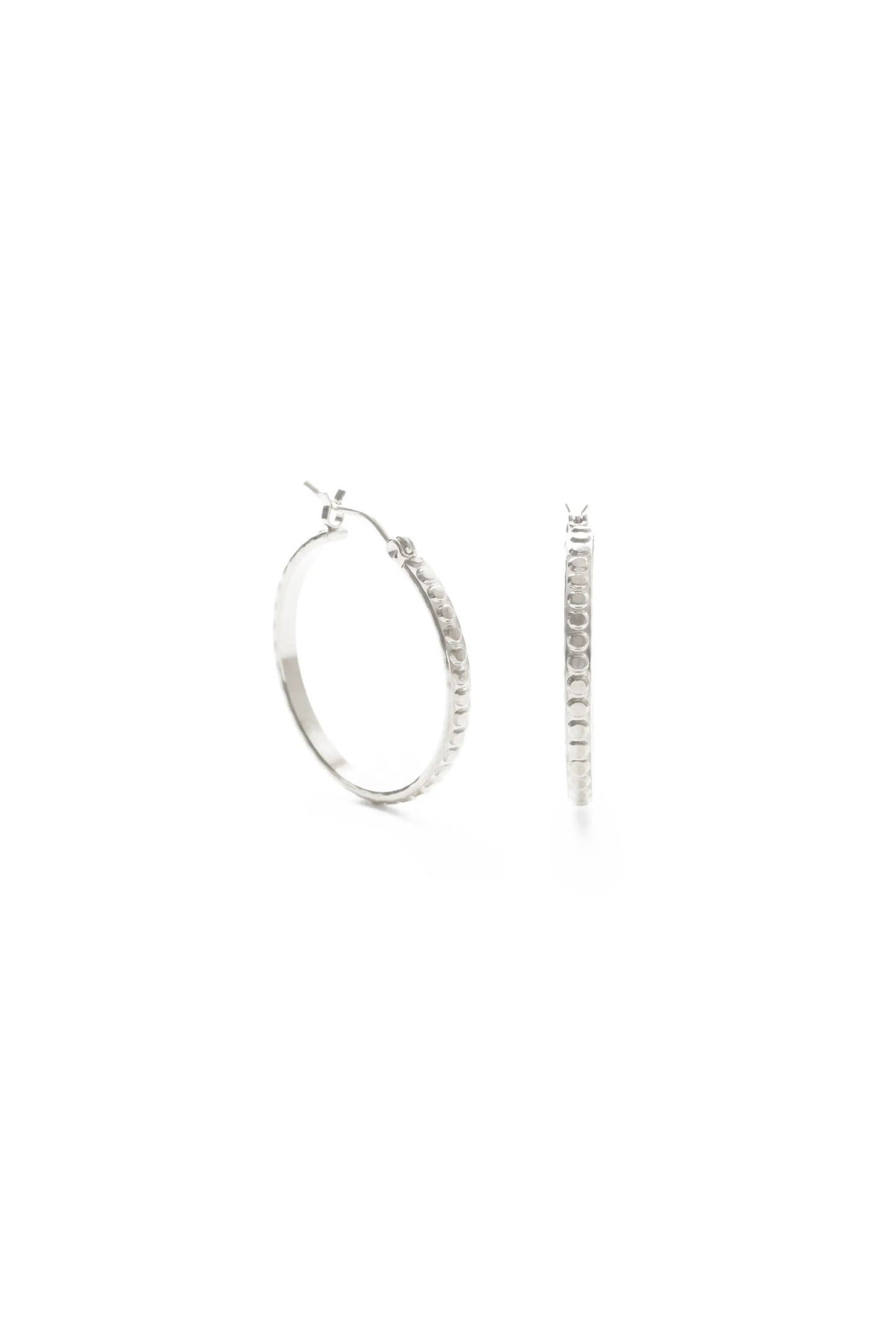 Silver Beaded Hoops