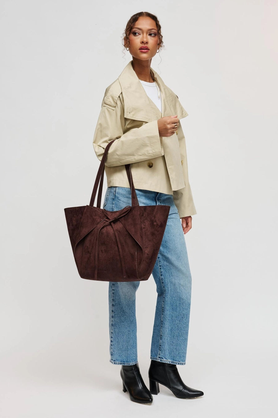Soren Bow Front Tote Chocolate