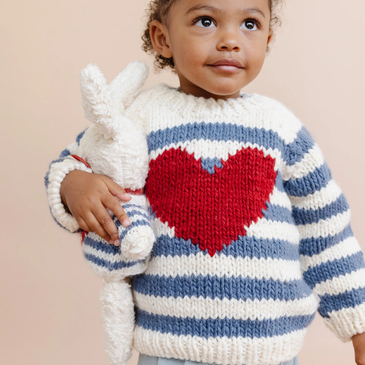 Stripe Big Heart Sweater
