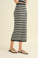 Striped Knit Midi Skirt