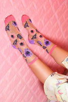 Sunflower Butterfly Sheer Socks