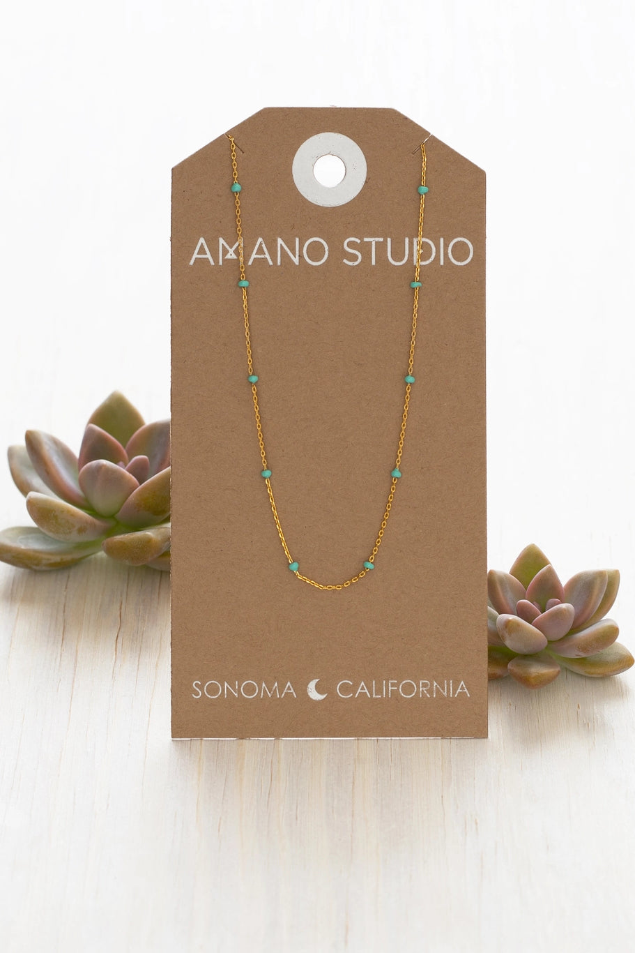 Enamel Chain Necklace Turquoise