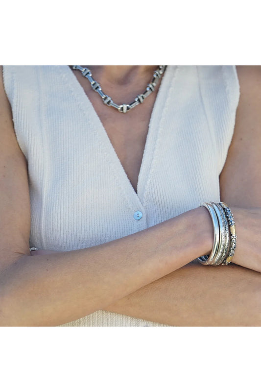 Vintage Silver Riva Hammered Bangle