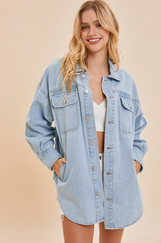 Washed Denim Shirt Jacket