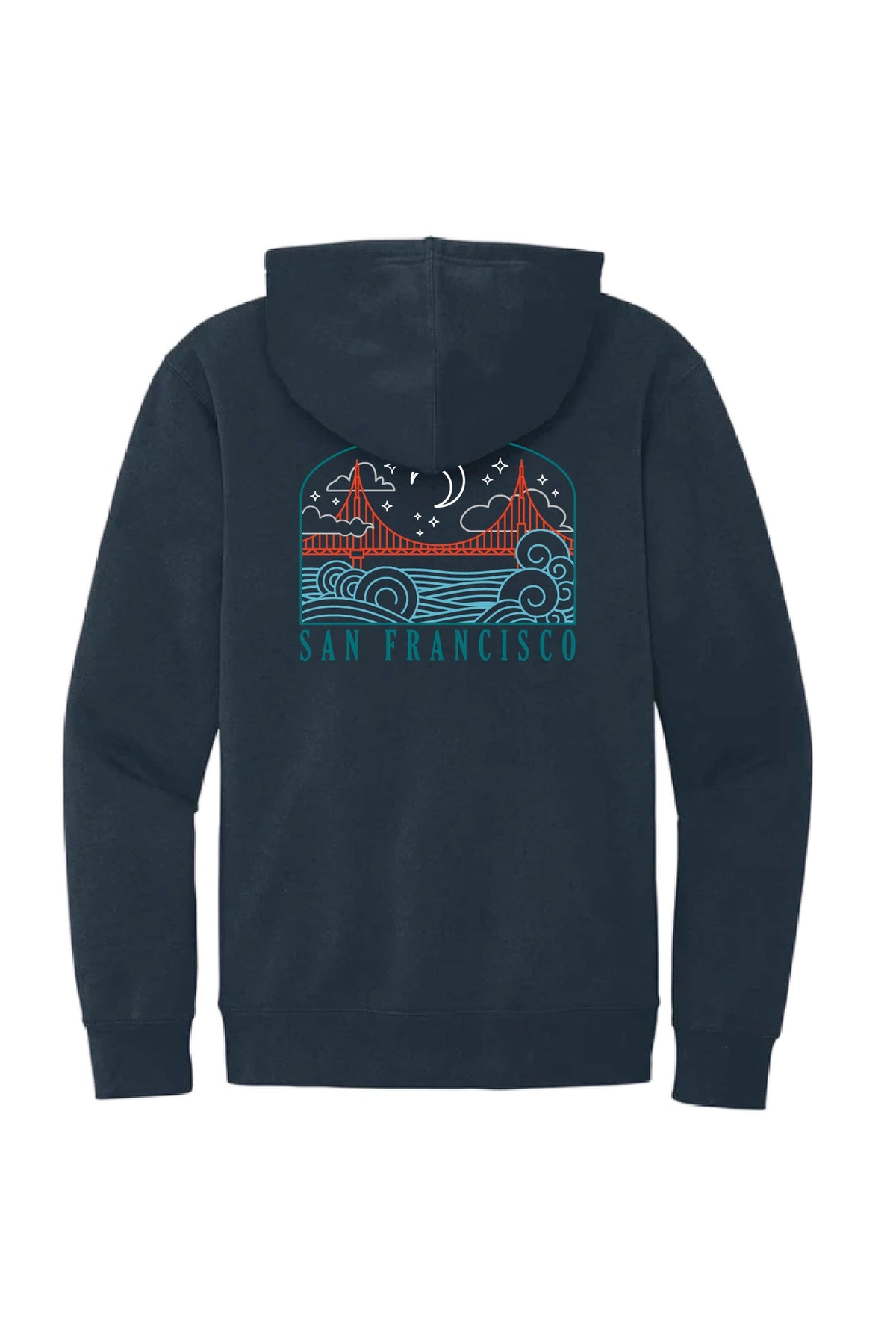 Wavy Bridge At Night Zip Hoodie