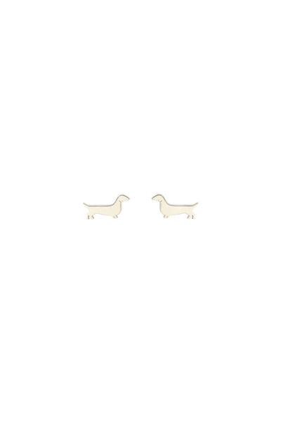 Silver Weiner Dog Stud Earrings