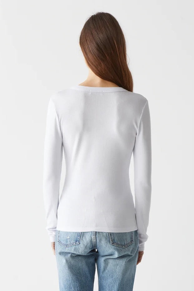 Zola Ribbed Long Sleeve Tee White