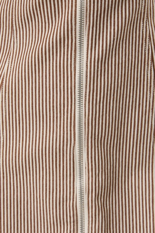 Zip Front Striped Mini Dress