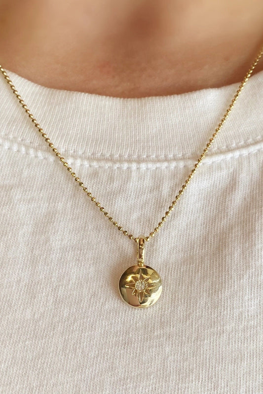 18K Gold Filled Mini Starburst Plate Pendant